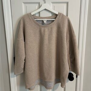 Cream cropped sleeve sweatshirt